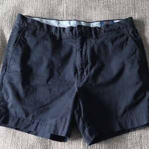 Ralph Lauren Navy Flat Front Shorts Versatile Cotton Twill